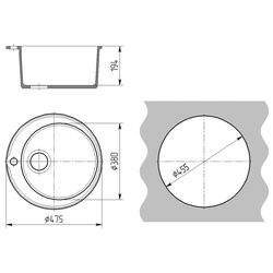 Chiuvetă Gamma Stone GS-1 (White) Thumb