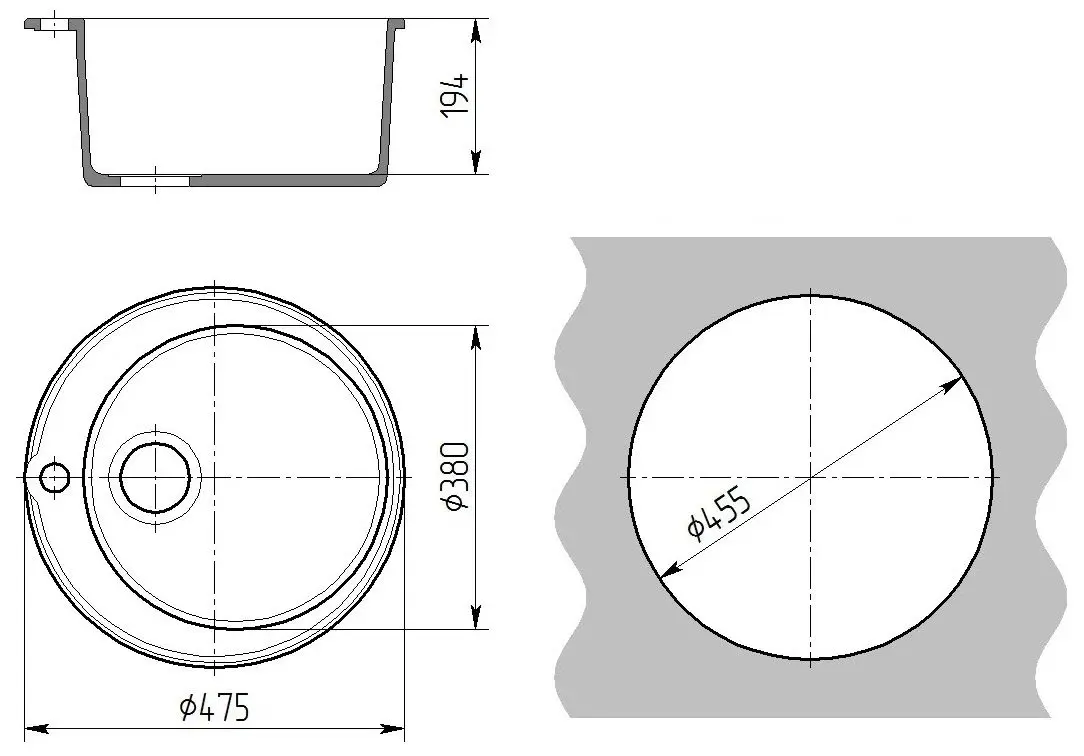 Chiuvetă Gamma Stone GS-1 (White) - 3