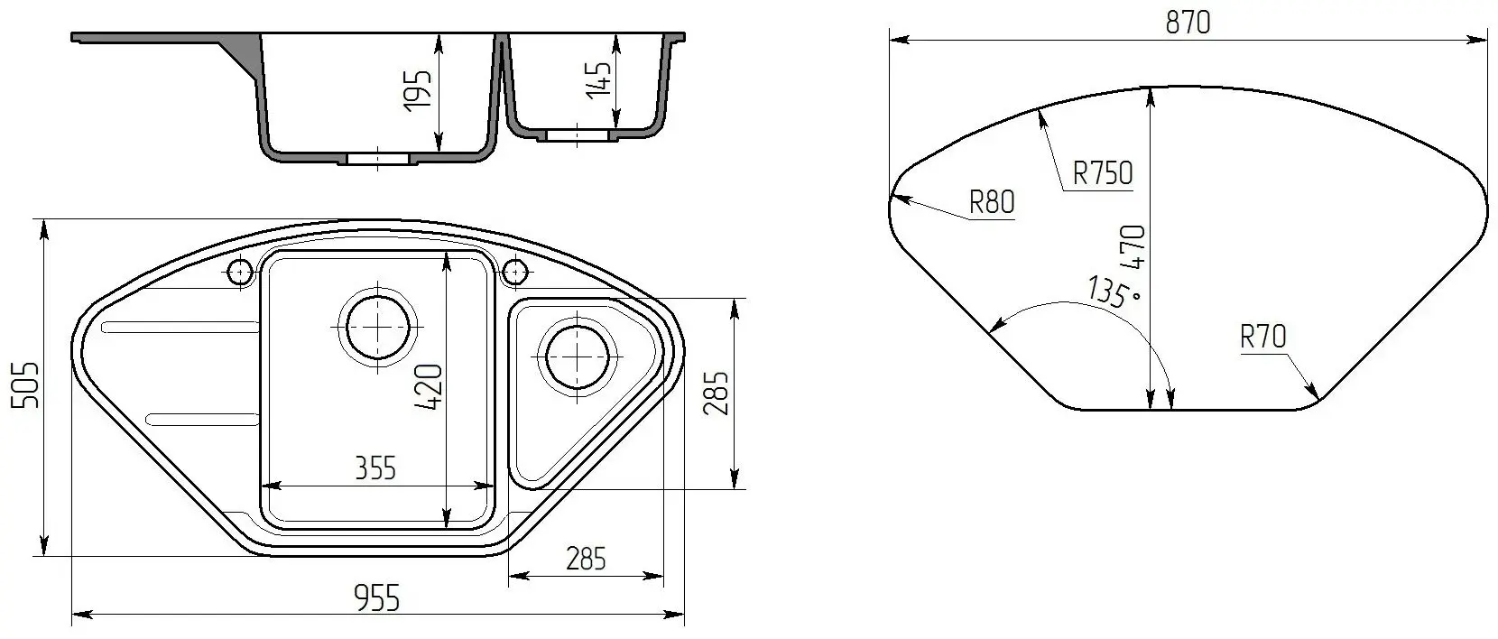 Chiuvetă Gamma Stone GS-9 (White)