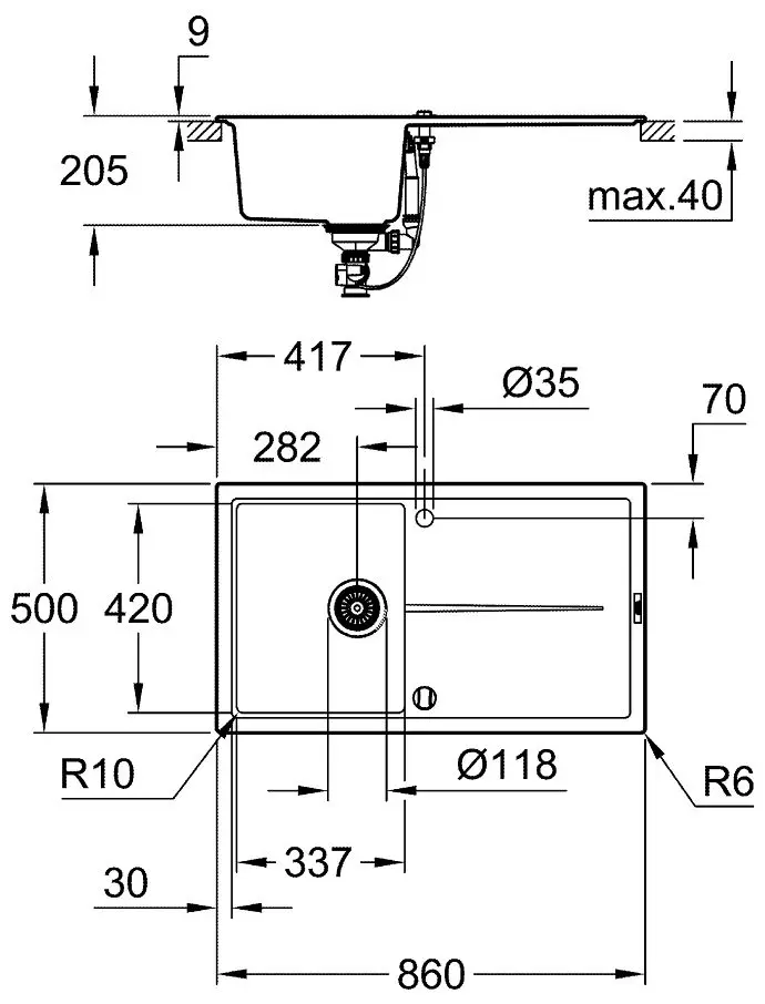 Chiuveta Grohe K400 31640AT0 (Gray)