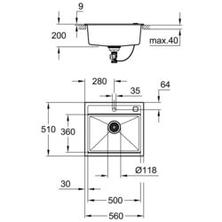 Chiuveta Grohe K700 31651AP0 (Granite Black) Thumb