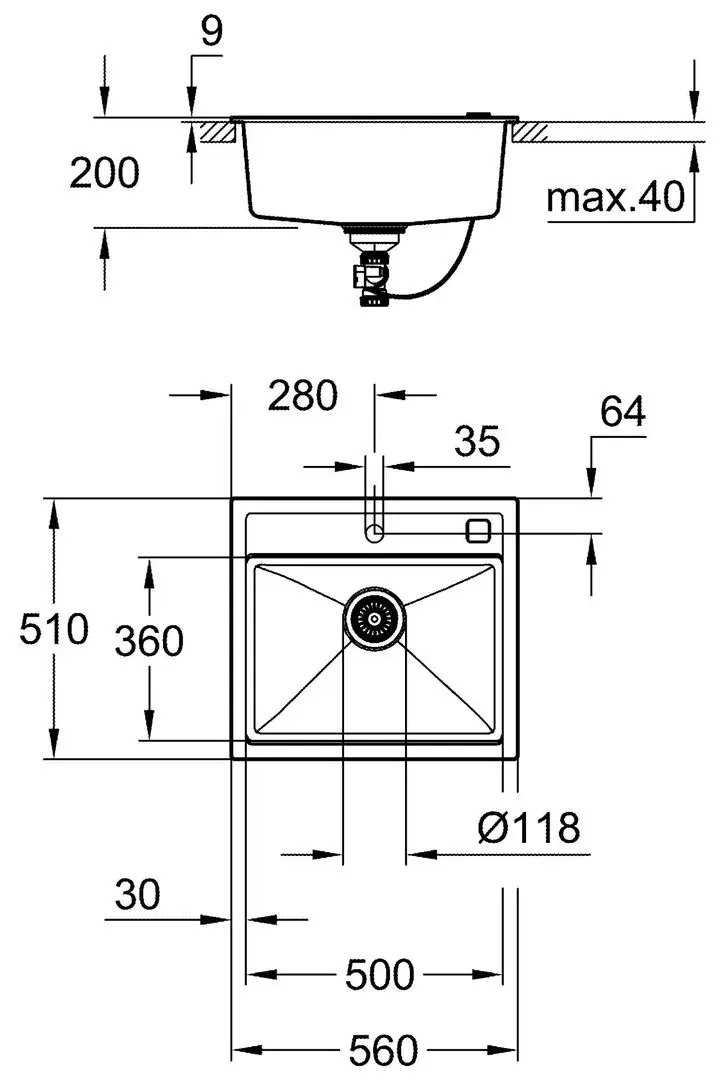 Chiuveta Grohe K700 31651AP0 (Granite Black)