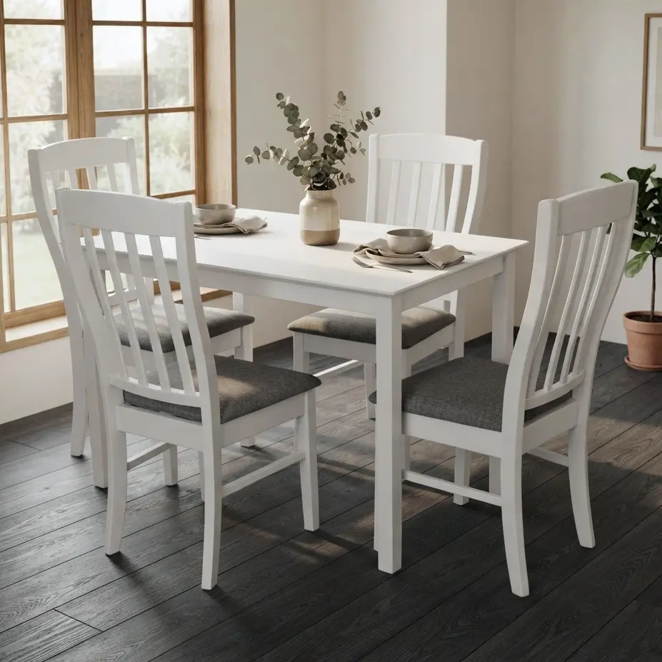 Комплект стол + 4 стула Evelin Gloria + Wenyi NV-10WP (White/Grey)