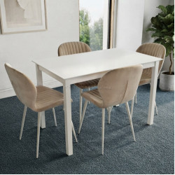 Комплект стол + 4 стула Evelin Gloria + YTC-064Wh UF910-01 (White/Light Beige)