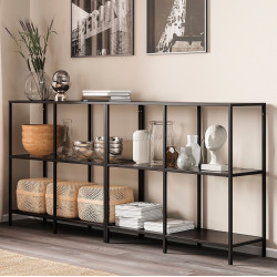 Etajera Ikea Vittsjo sticla 200x36x9 (Negru-maro)