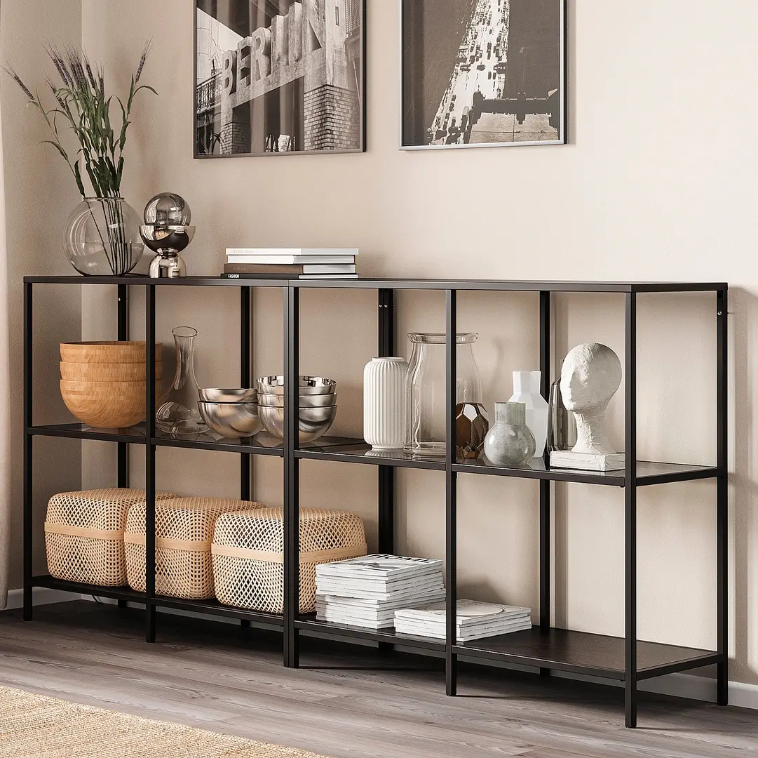 Etajera Ikea Vittsjo sticla 200x36x9 (Negru-maro)