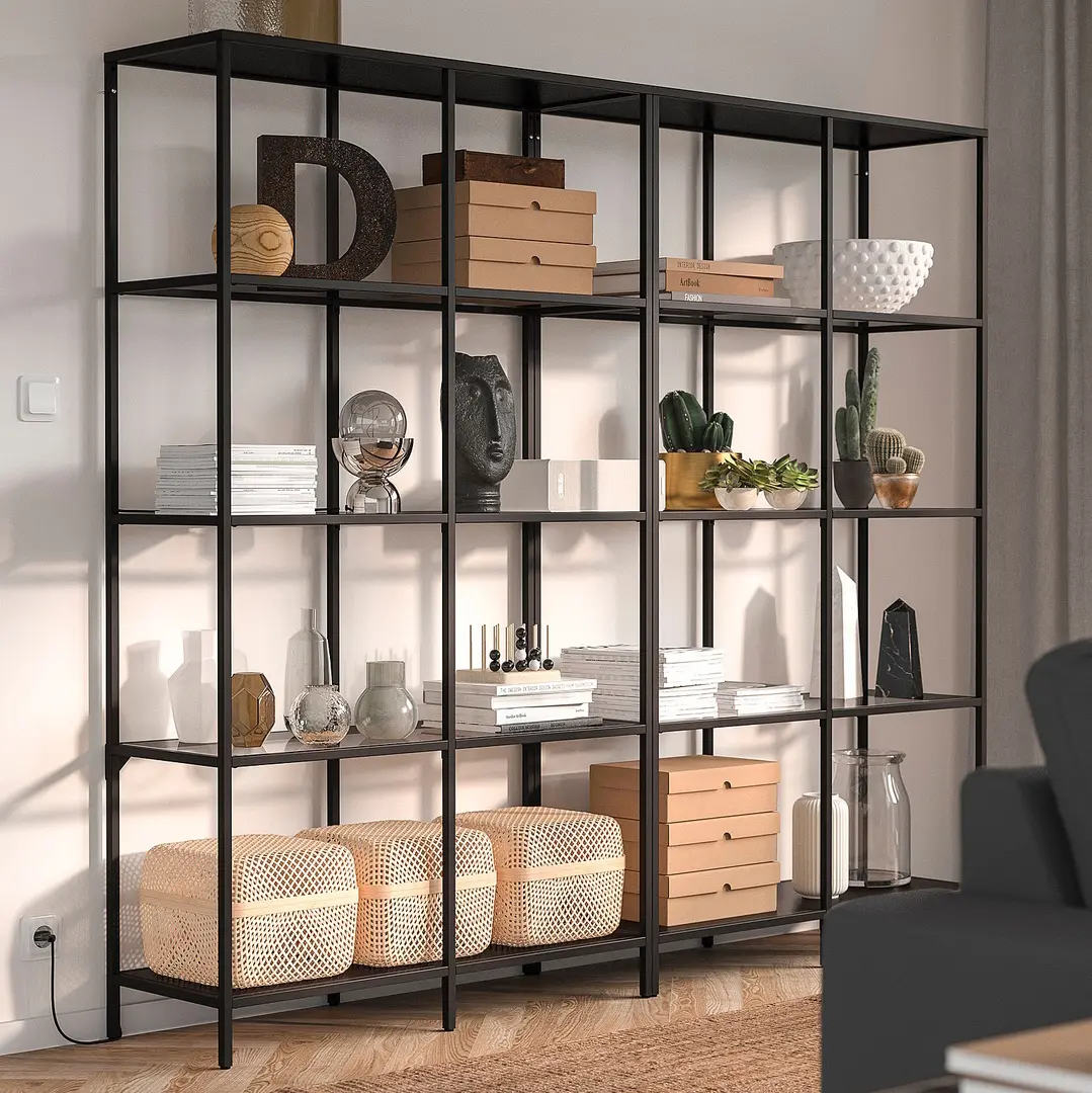 Etajera Ikea Vittsjo sticla 200x36x175 (Negru-maro)