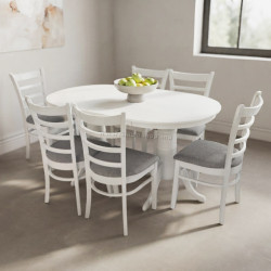 Set masa + 6 scaune Evelin HV-24V + Coco NV-10WP (White/Grey)