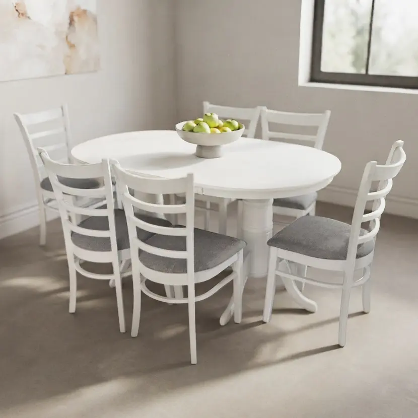 Set masa + 6 scaune Evelin HV-24V + Coco NV-10WP (White/Grey)