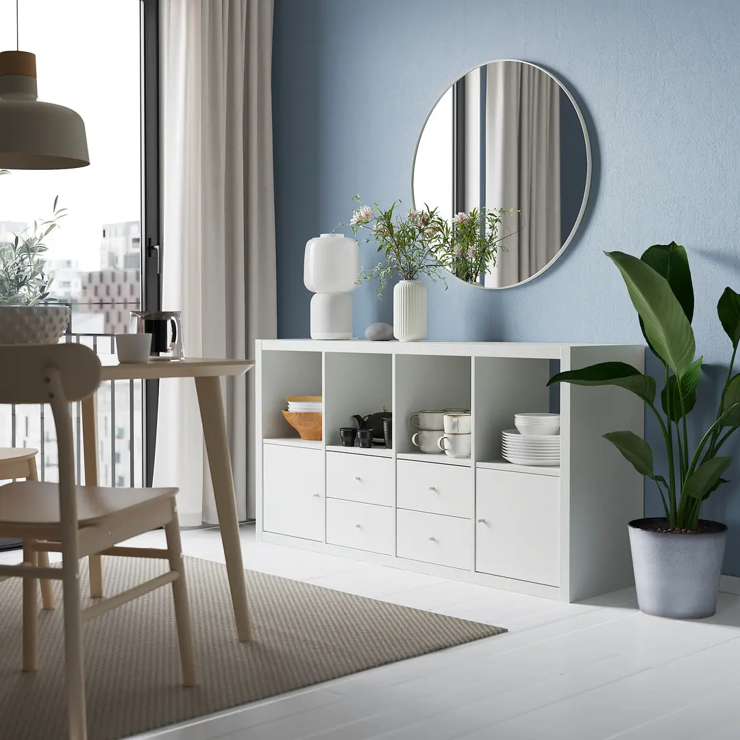 Стеллаж Ikea Kallax 4 вставки 77x147 (Белый) - 7
