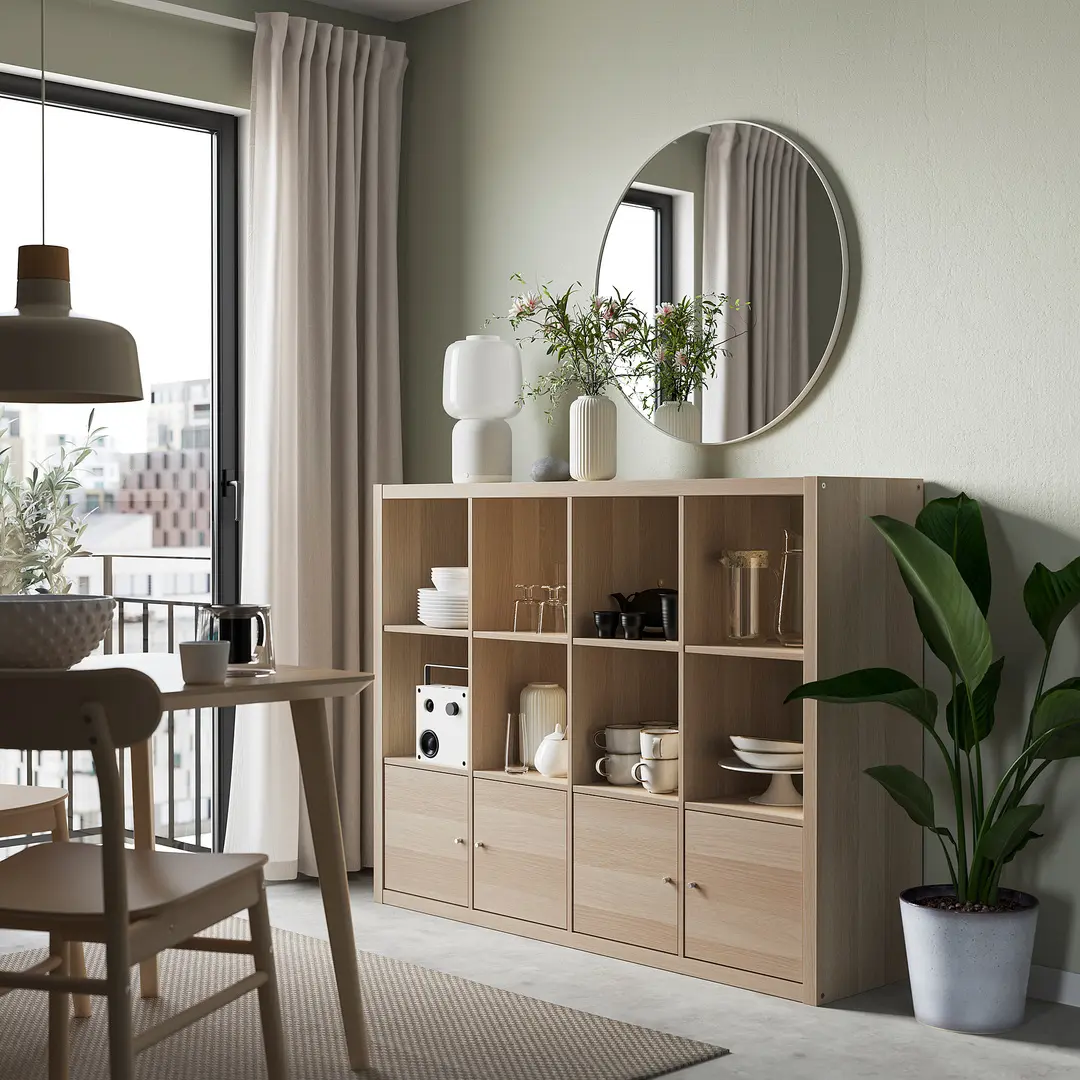 Стеллаж Ikea Kallax 4 вставки 147x112 (Состаренный Дуб) - 7