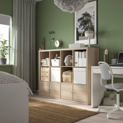 Стеллаж Ikea Kallax 4 вставки 147x112 (Состаренный Дуб) Thumb