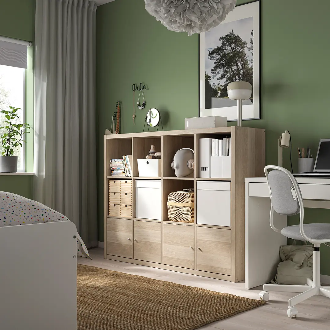 Стеллаж Ikea Kallax 4 вставки 147x112 (Состаренный Дуб) - 6