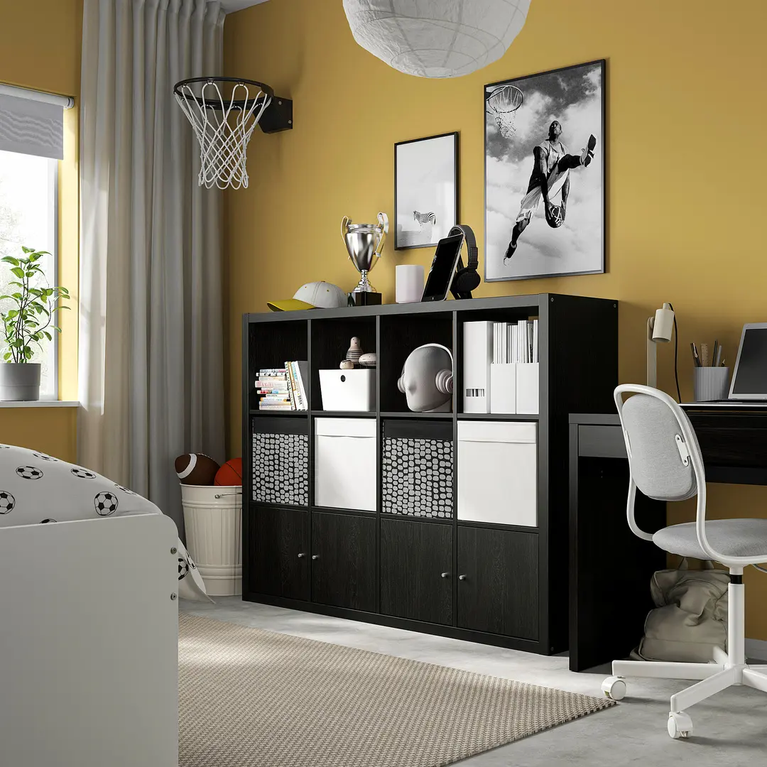 Etajera Ikea Kallax cu 4 organizatoare 147x112 (Negru-maro) - 7