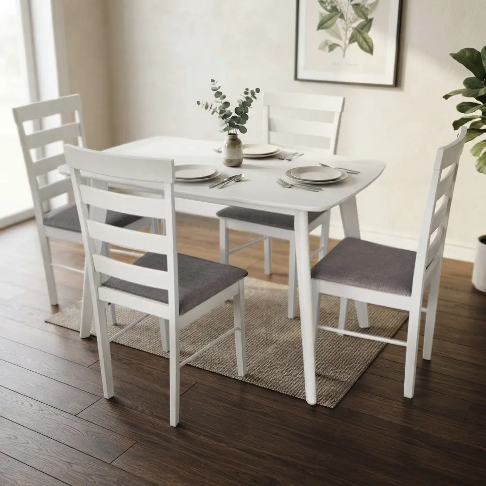 Комплект стол + 4 стула Evelin Cooper + Gloria NV-10WP (White/Grey)