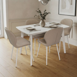 Комплект стол + 4 стула Evelin Cooper + YTC-064Wh Bjorn-24 (White/Light Beige)