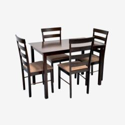 Set masa + 4 scaune Evelin Gloria Ekea-12 (Chocolate/Dark Brown) Thumb