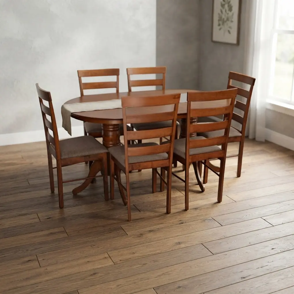 Комплект стол + 6 стульев Evelin HV-24V + Gloria Ekea-12 (Burnish Oak/Dark Brown)