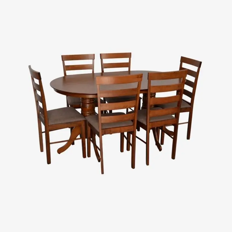 Комплект стол + 6 стульев Evelin HV-24V + Gloria Ekea-12 (Burnish Oak/Dark Brown) - 2