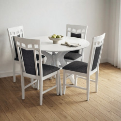 Set masa + 4 scaune Evelin Raffles Round + Deepa R NV-10WP (White/Grey)