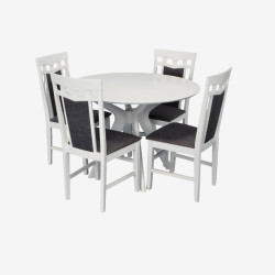 Set masa + 4 scaune Evelin Raffles Round + Deepa R NV-10WP (White/Grey) Thumb