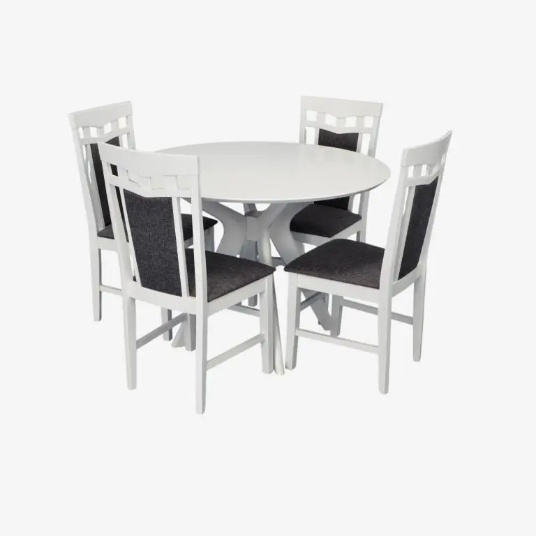 Set masa + 4 scaune Evelin Raffles Round + Deepa R NV-10WP (White/Grey) - 2