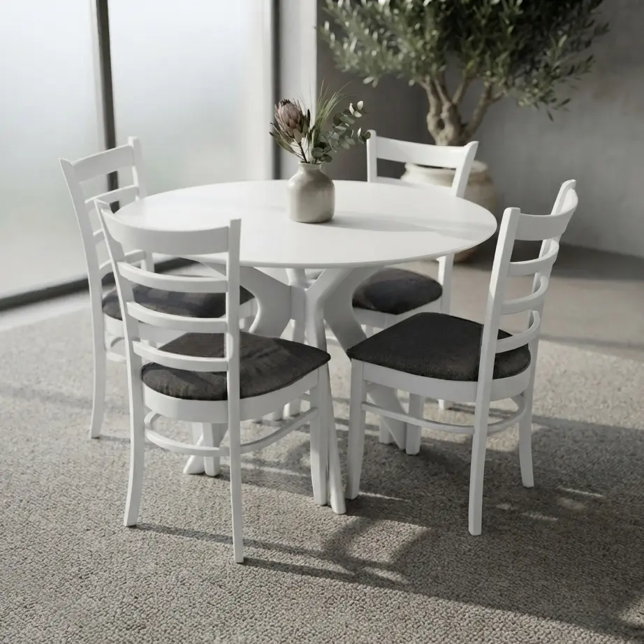 Комплект стол + 4 стула Evelin Raffles Round + Coco NV-10WP (White/Grey)