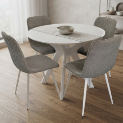 Комплект стол + 4 стула Evelin Raffles Round + YTC-078Wh UF885-14 (White/Grey)