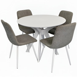 Set masa + 4 scaune Evelin Raffles Round + YTC-078Wh UF885-14 (White/Grey) Thumb