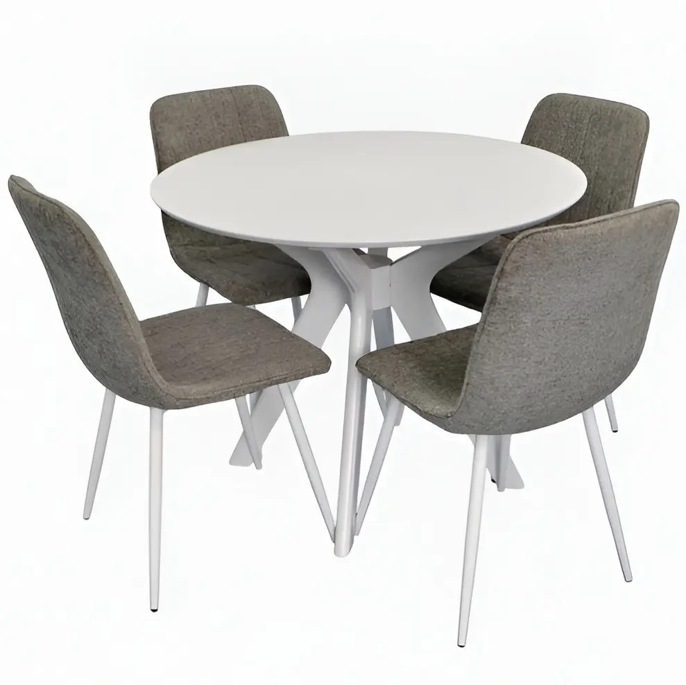 Set masa + 4 scaune Evelin Raffles Round + YTC-078Wh UF885-14 (White/Grey) - 3