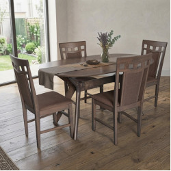 Set masa + 4 scaune Evelin Raffles Oval + Deepa R Ekea-12 (Antique Grey/Dark Brown)