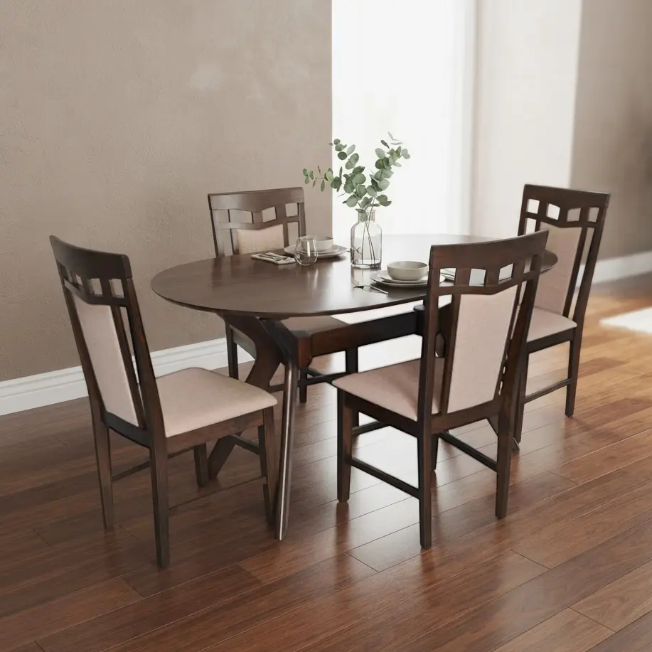 Комплект стол + 4 стула Evelin Raffles Oval + Deepa R NV-3WP (Chocolate/Brown)