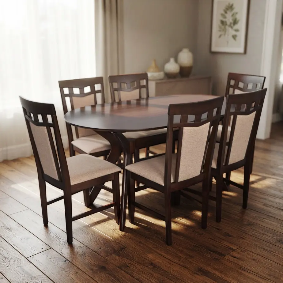 Комплект стол + 6 стульев Evelin Raffles Oval + Deepa R NV-3WP (Chocolate/Brown)