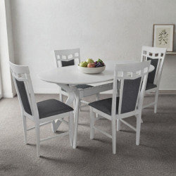 Комплект стол + 4 стула Evelin Raffles Oval + Deepa R NV-10WP (White/Grey)