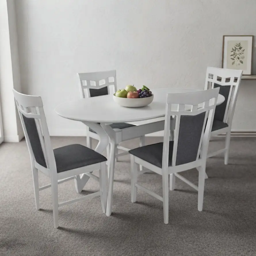 Комплект стол + 4 стула Evelin Raffles Oval + Deepa R NV-10WP (White/Grey)