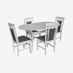 Комплект стол + 4 стула Evelin Raffles Oval + Deepa R NV-10WP (White/Grey) Thumb