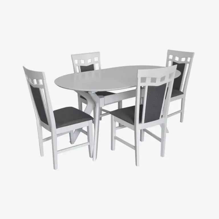 Комплект стол + 4 стула Evelin Raffles Oval + Deepa R NV-10WP (White/Grey) - 2