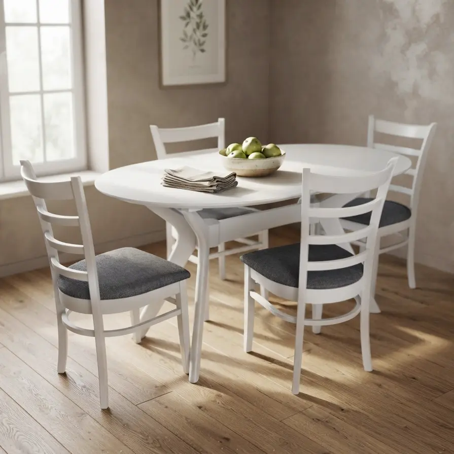 Комплект стол + 4 стула Evelin Raffles Oval + Coco NV-10WP (White/Grey)