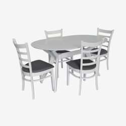 Комплект стол + 4 стула Evelin Raffles Oval + Coco NV-10WP (White/Grey) Thumb
