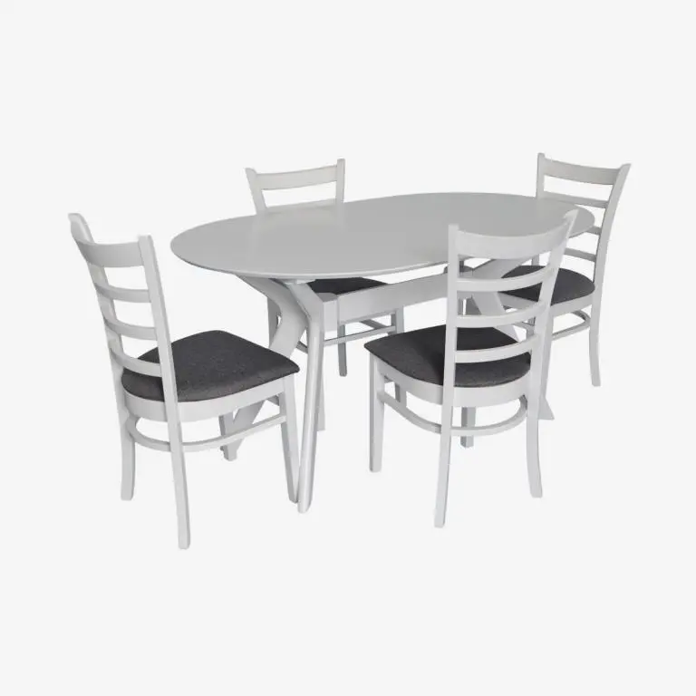 Комплект стол + 4 стула Evelin Raffles Oval + Coco NV-10WP (White/Grey) - 2
