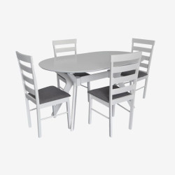Комплект стол + 4 стула Evelin Raffles Oval + Gloria NV-10WP (White/Grey) Thumb