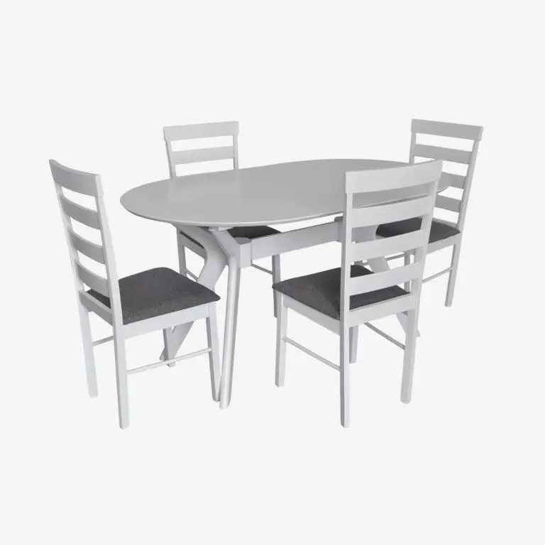 Комплект стол + 4 стула Evelin Raffles Oval + Gloria NV-10WP (White/Grey) - 2