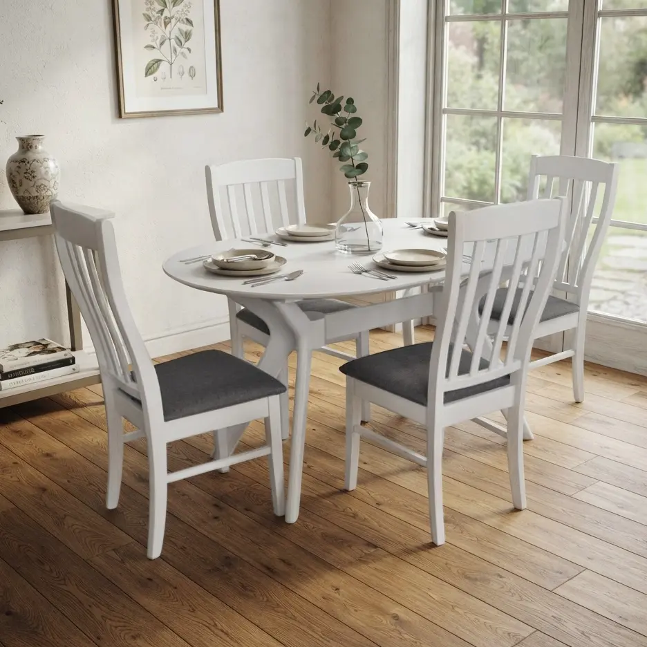 Комплект стол + 4 стула Evelin Raffles Oval + Wenyi NV-10WP (White/Grey)