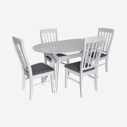 Комплект стол + 4 стула Evelin Raffles Oval + Wenyi NV-10WP (White/Grey) Thumb