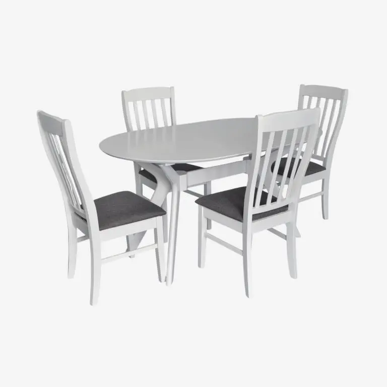Комплект стол + 4 стула Evelin Raffles Oval + Wenyi NV-10WP (White/Grey) - 2