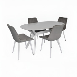 Set masa + 4 scaune Evelin Raffles Oval + YTC-055WH Blu-13 (White/Light Grey) Thumb