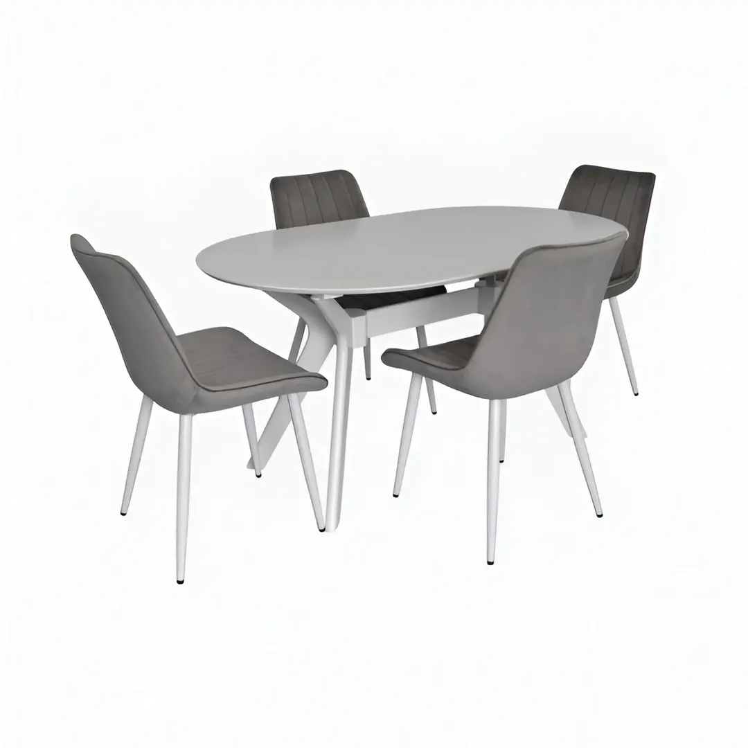 Set masa + 4 scaune Evelin Raffles Oval + YTC-055WH Blu-13 (White/Light Grey) - 2