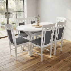 Комплект стол + 6 стульев Evelin Raffles Oval + Deepa R NV-10WP (White/Grey)