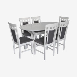 Комплект стол + 6 стульев Evelin Raffles Oval + Deepa R NV-10WP (White/Grey) Thumb