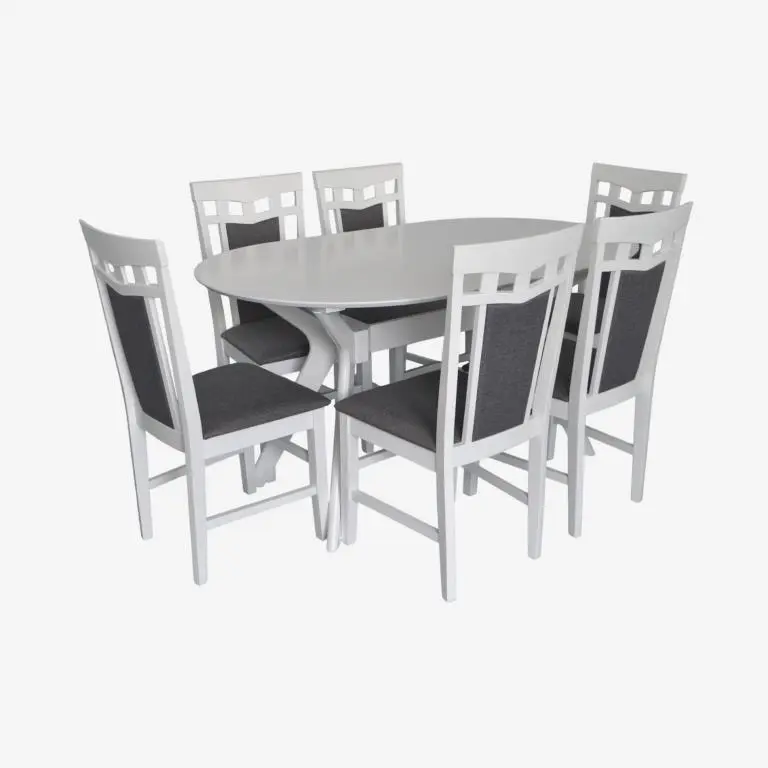 Комплект стол + 6 стульев Evelin Raffles Oval + Deepa R NV-10WP (White/Grey) - 2